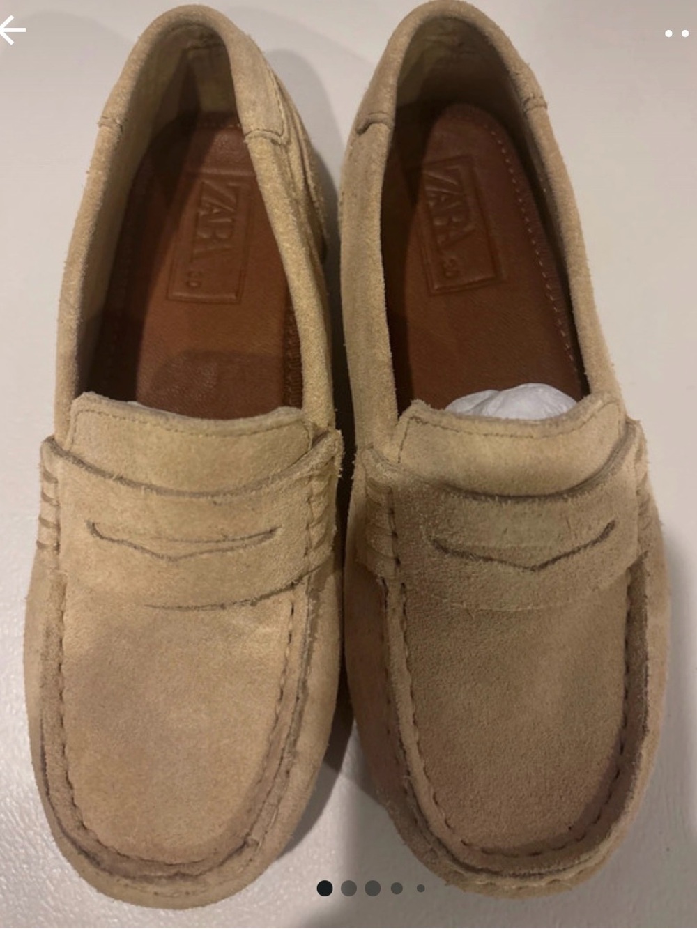 ZARA Suede Penny Loafers in Beige - Kids  Slip-On Dress Casual